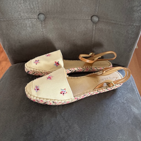 Women ‘s Talbots Izzy D’Orsay Embroidered Canvas Espadrille Sandals Shoes 7 - Picture 2 of 6